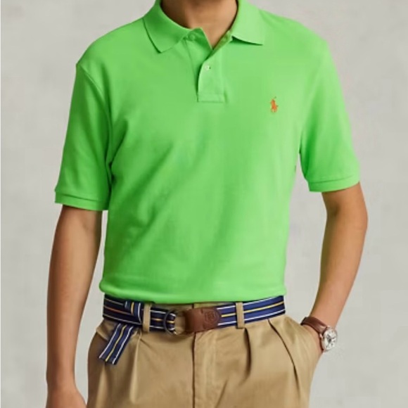 Ralph Lauren The Iconic Mesh Polo Short Sleeve Shirt Men’s Size XL Lime Green - Picture 2 of 10